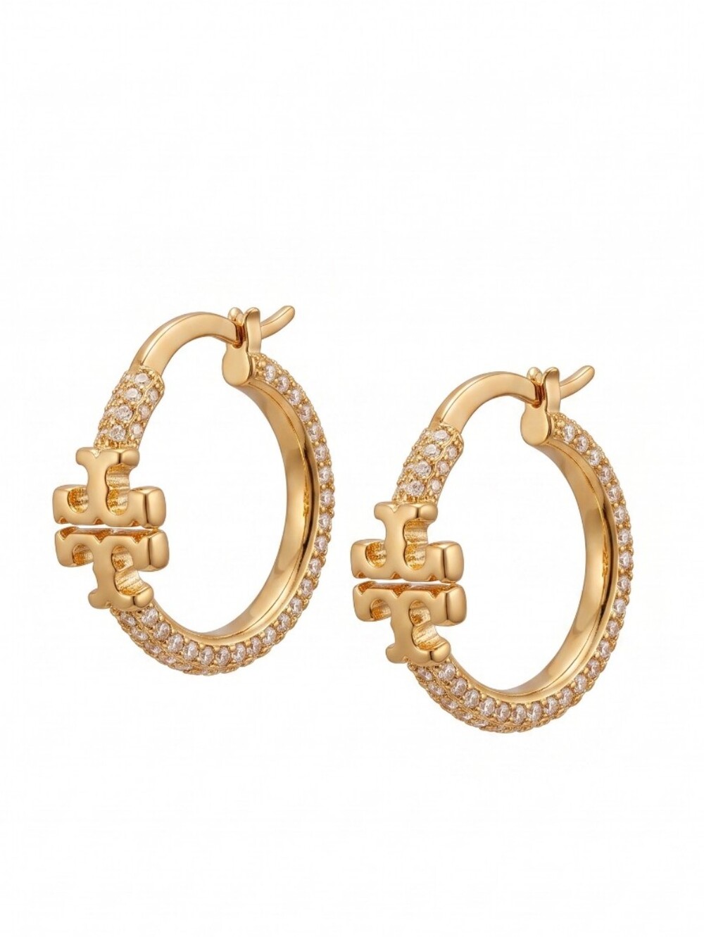 Tory Burch Eleanor Pavé Small Hoop Earrings